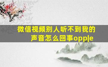 微信视频别人听不到我的声音怎么回事opp|e